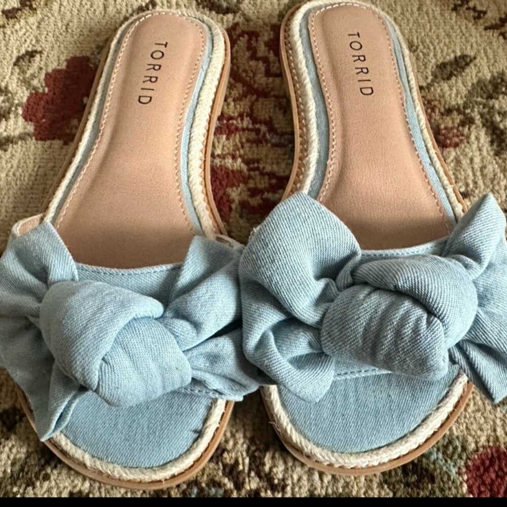 NWOT Torrid Denim Slide Sandal - Size 6.5 WW - Picture 2 of 3